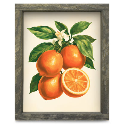 Vintage Orange Branch | Real Wood Framed Wall Art Print