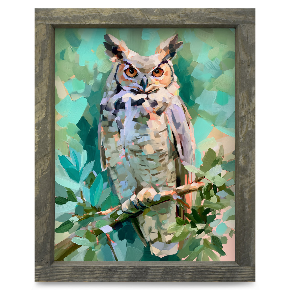 Great Horned Owl | Real Wood Framed Wall Art Print