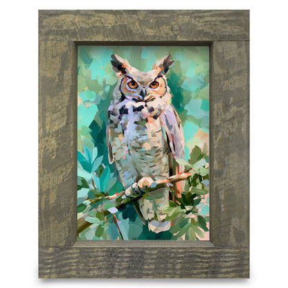 Great Horned Owl | Real Wood Framed Wall Art Print
