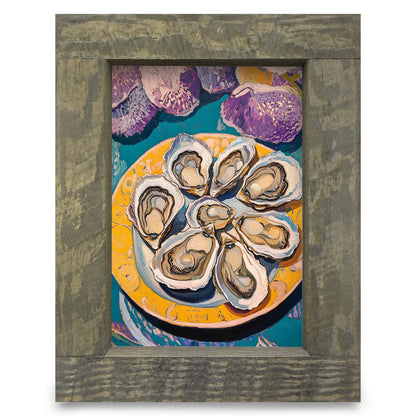 Colorful Oyster Plate | Real Wood Framed Wall Art Print