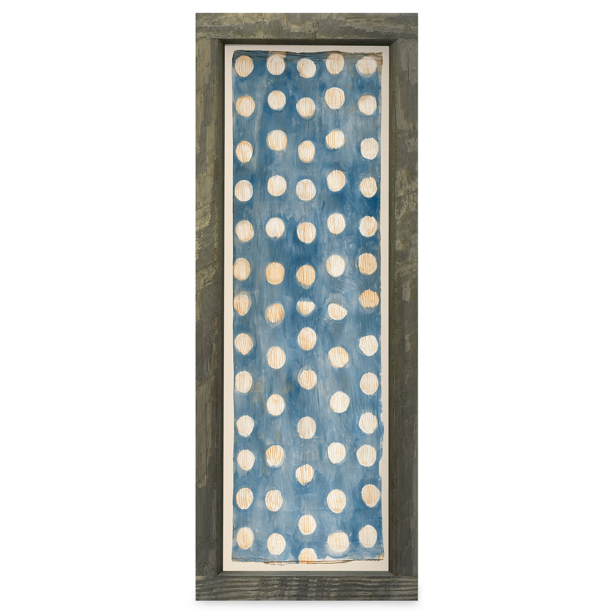 Indigo Dot Stripe | Real Wood Framed Wall Art Print