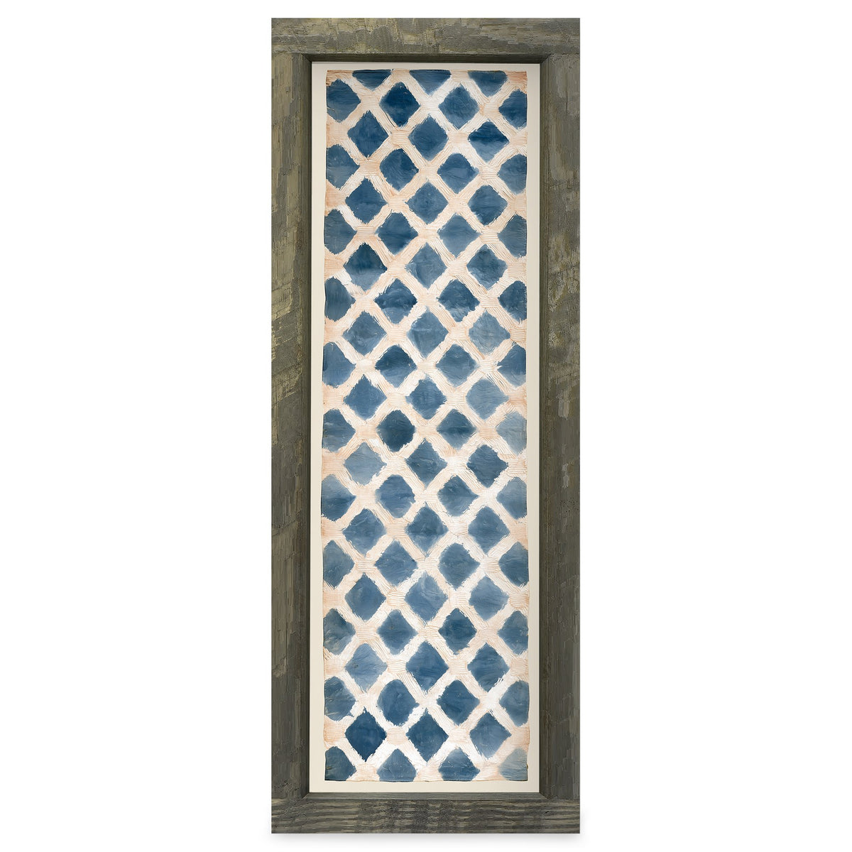 Indigo Lattice | Real Wood Framed Wall Art Print