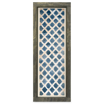 Indigo Lattice | Real Wood Framed Wall Art Print