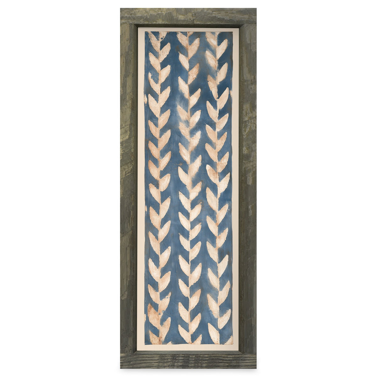 Indigo Herringbone | Real Wood Framed Wall Art Print