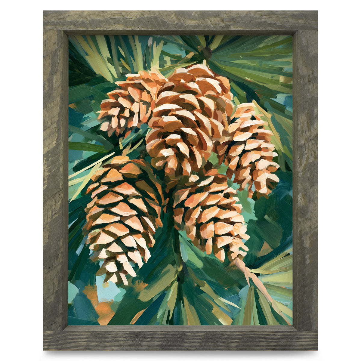 Pinecone Cluster | Real Wood Framed Wall Art Print