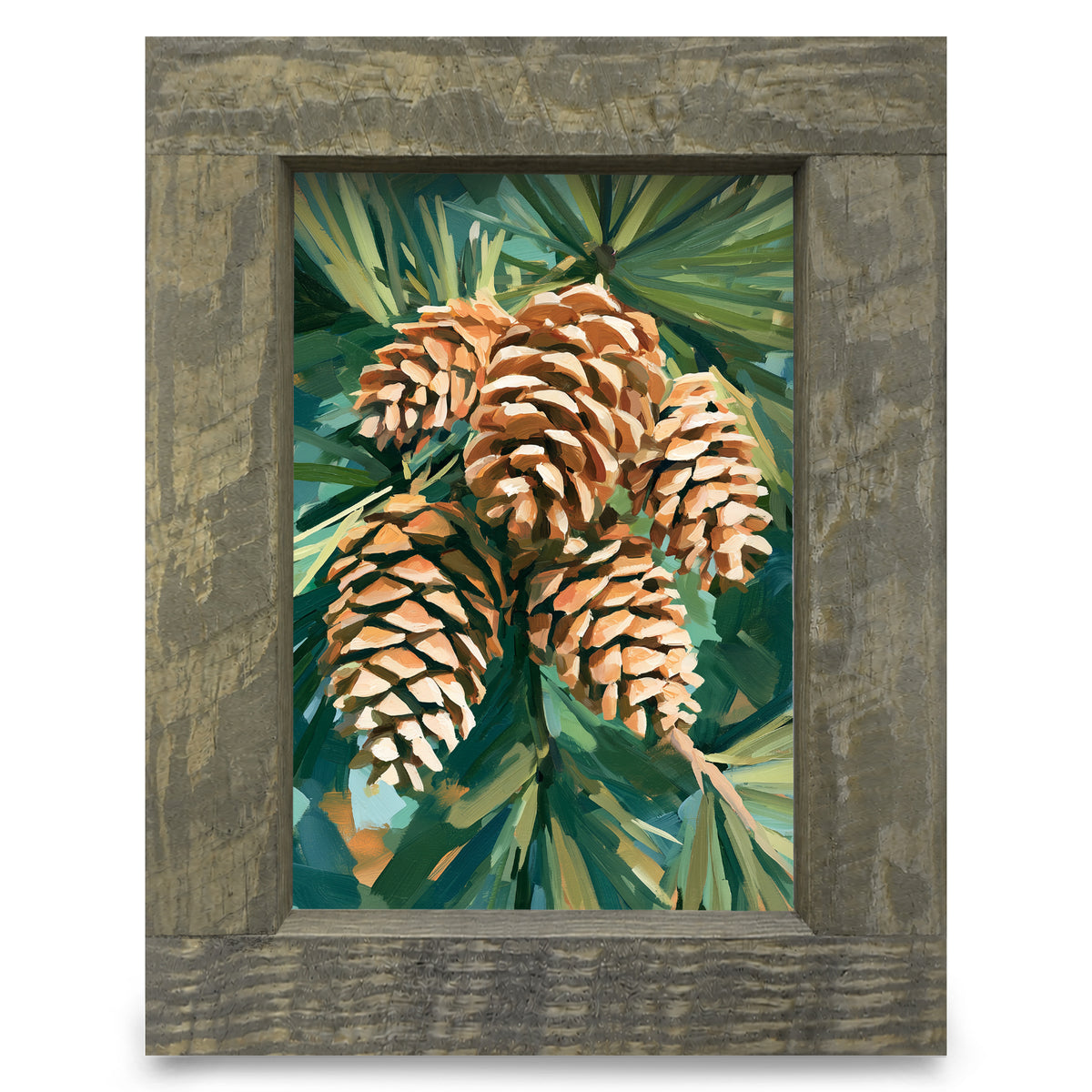 Pinecone Cluster | Real Wood Framed Wall Art Print