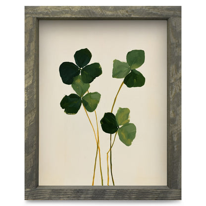 Painted Shamrock Clovers | Real Wood Framed Wall Art Print