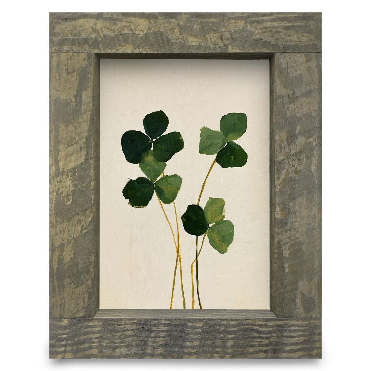 Painted Shamrock Clovers | Real Wood Framed Wall Art Print