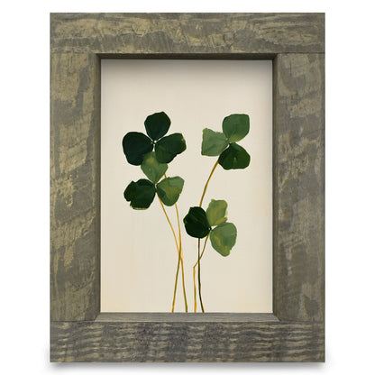Painted Shamrock Clovers | Real Wood Framed Wall Art Print