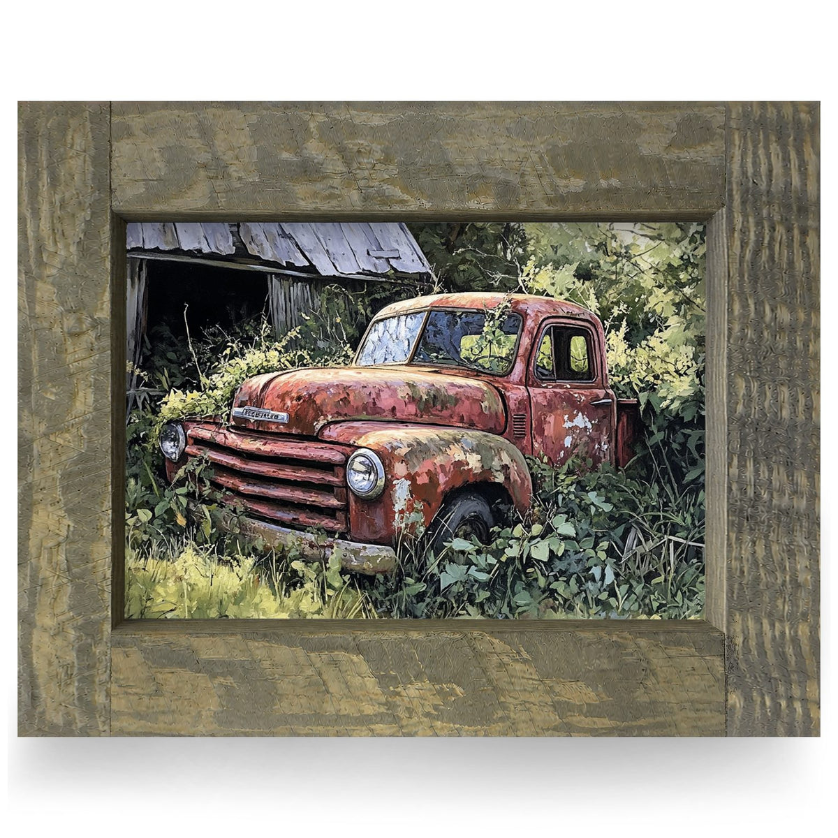 Old Abandoned Pickup Truck | Real Wood Framed Wall Art Print