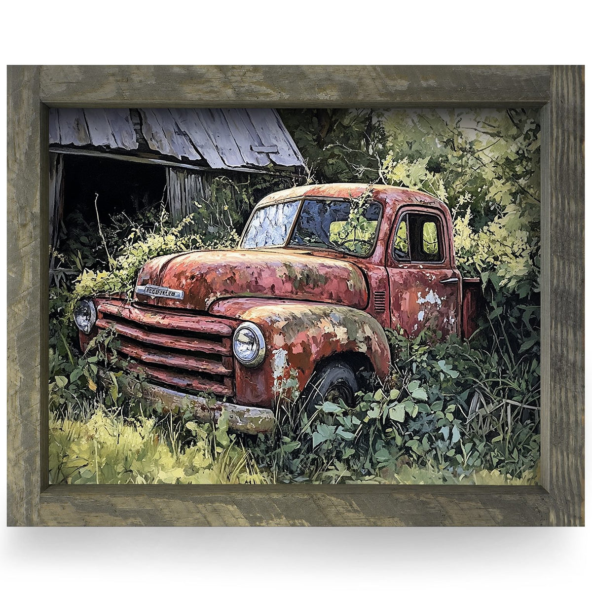 Old Abandoned Pickup Truck | Real Wood Framed Wall Art Print