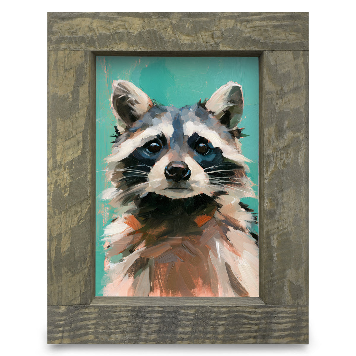 Raccoon Portrait | Real Wood Framed Wall Art Print