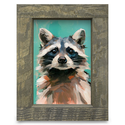 Raccoon Portrait | Real Wood Framed Wall Art Print