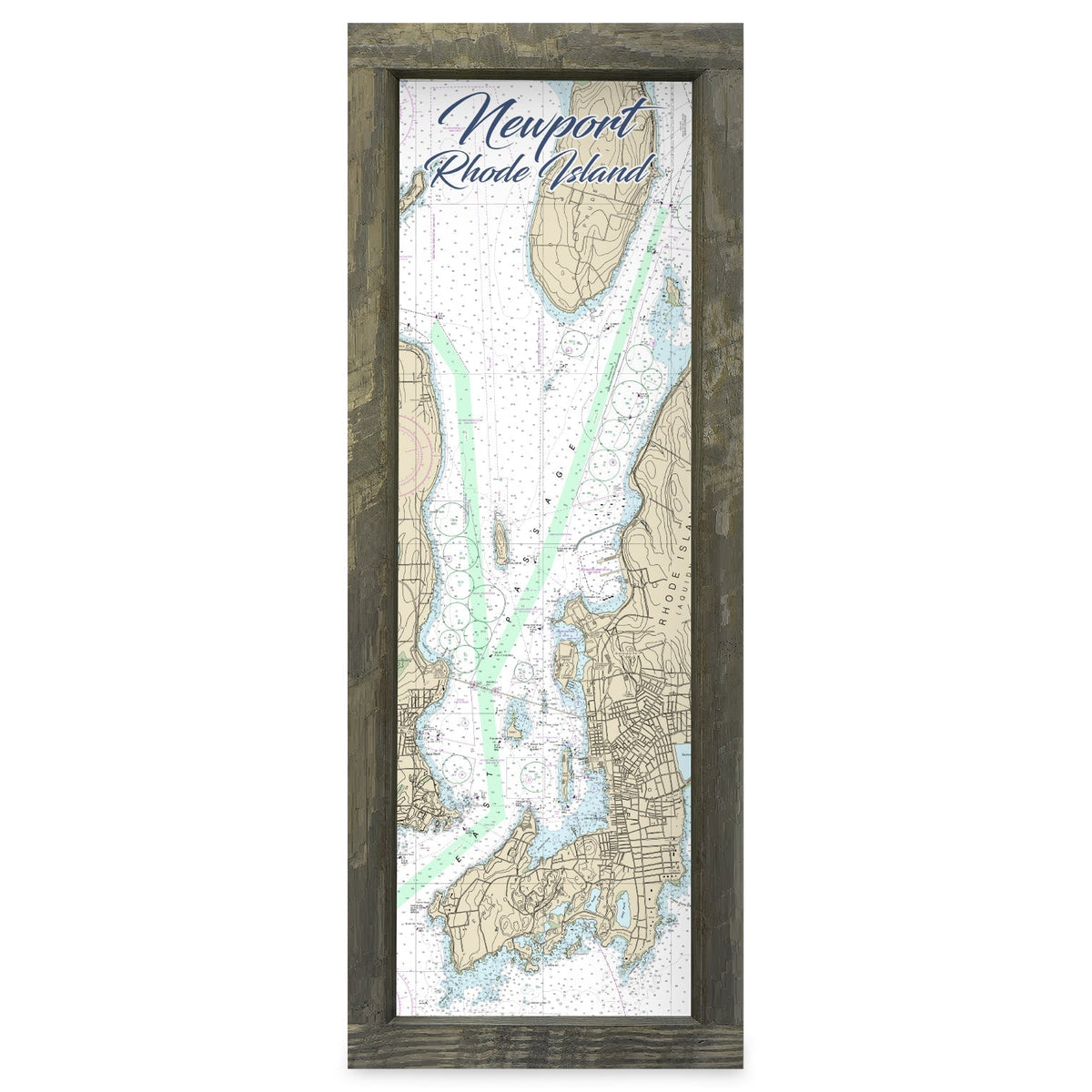 Newport, Rhode Island Map | Real Wood Framed Wall Art Print