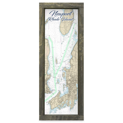 Newport, Rhode Island Map | Real Wood Framed Wall Art Print