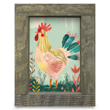 Rise and Shine Rooster | Real Wood Framed Wall Art Print