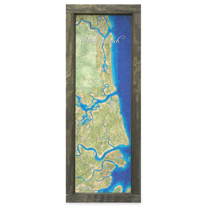 Edisto Beach, South Carolina Map | Real Wood Framed Wall Art Print