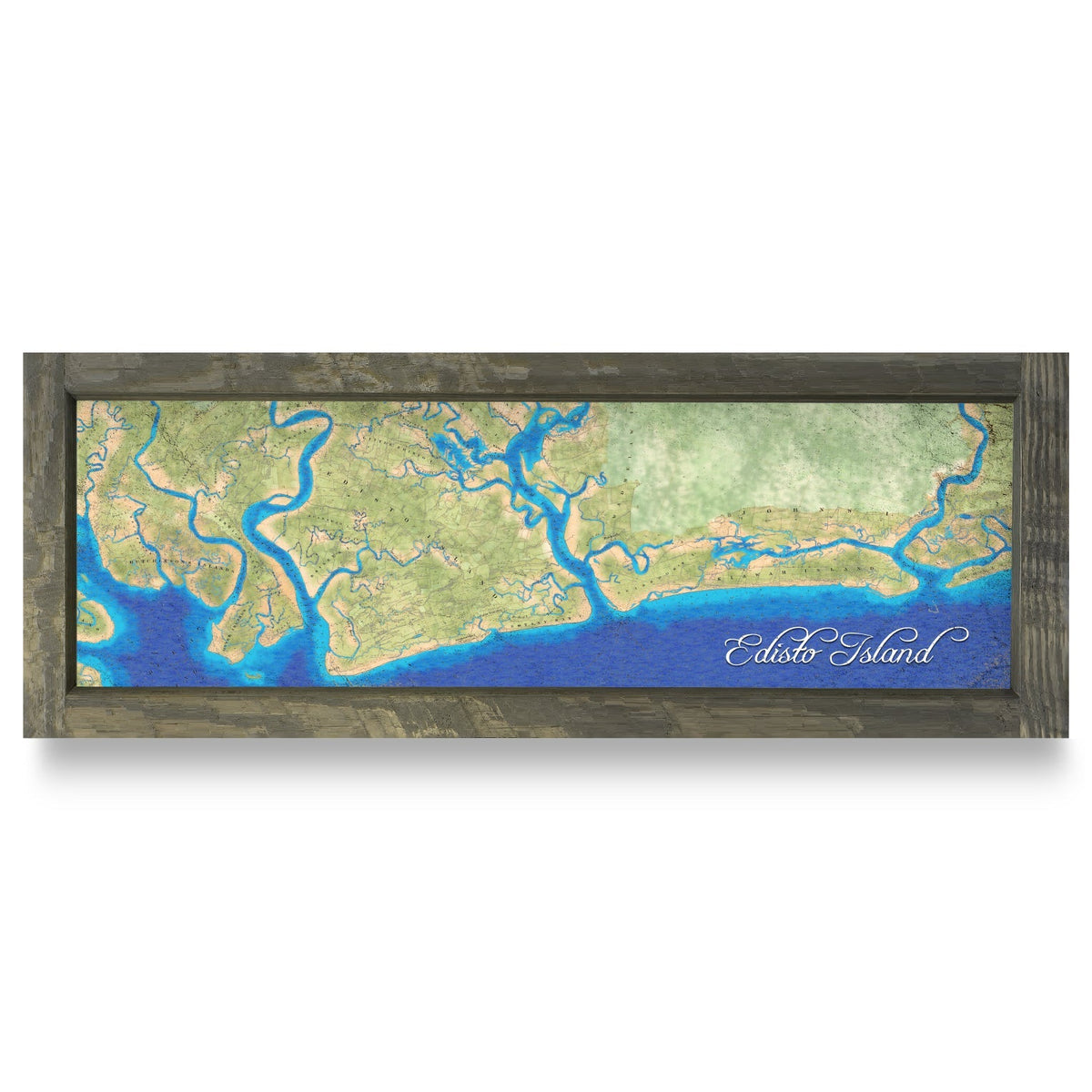 Edisto Island, South Carolina Map | Real Wood Framed Wall Art Print