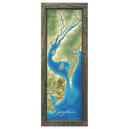 Georgetown, South Carolina Map | Real Wood Framed Wall Art Print