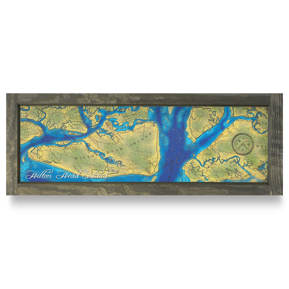 Hilton Head, South Carolina Map | Real Wood Framed Wall Art Print