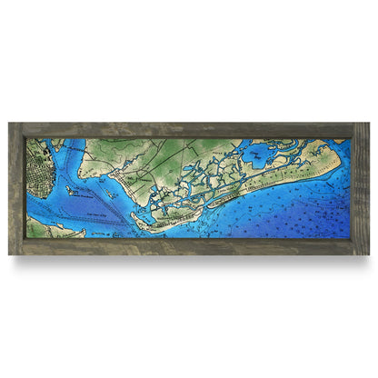 Mount Pleasant, South Carolina Map | Real Wood Framed Wall Art Print