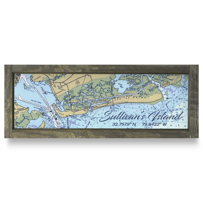 Sullivan's Island, South Carolina Latitude Longitude Chart Map | Real Wood Framed Wall Art Print