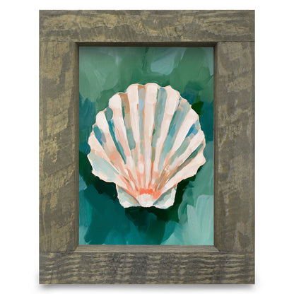 Painted Scallop Shell | Real Wood Framed Wall Art Print