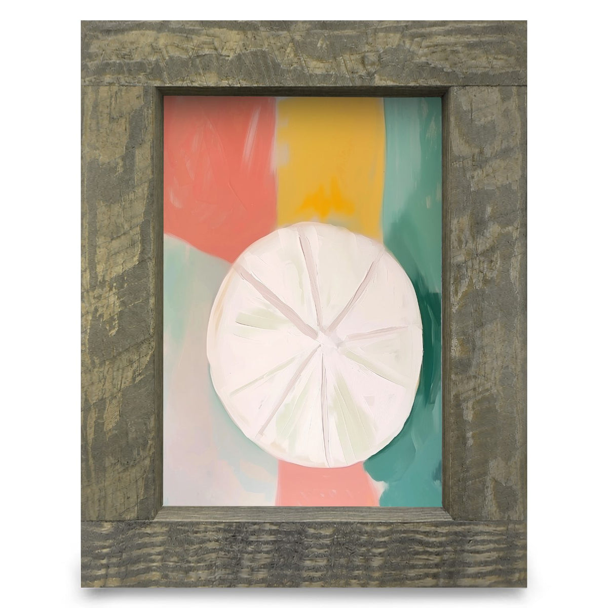 Colorful Sand Dollar | Real Wood Framed Wall Art Print