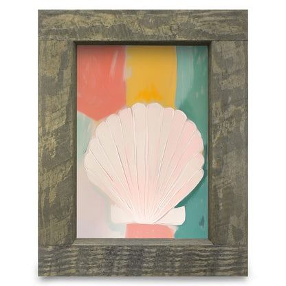 Colorful Scallop Shell | Real Wood Framed Wall Art Print