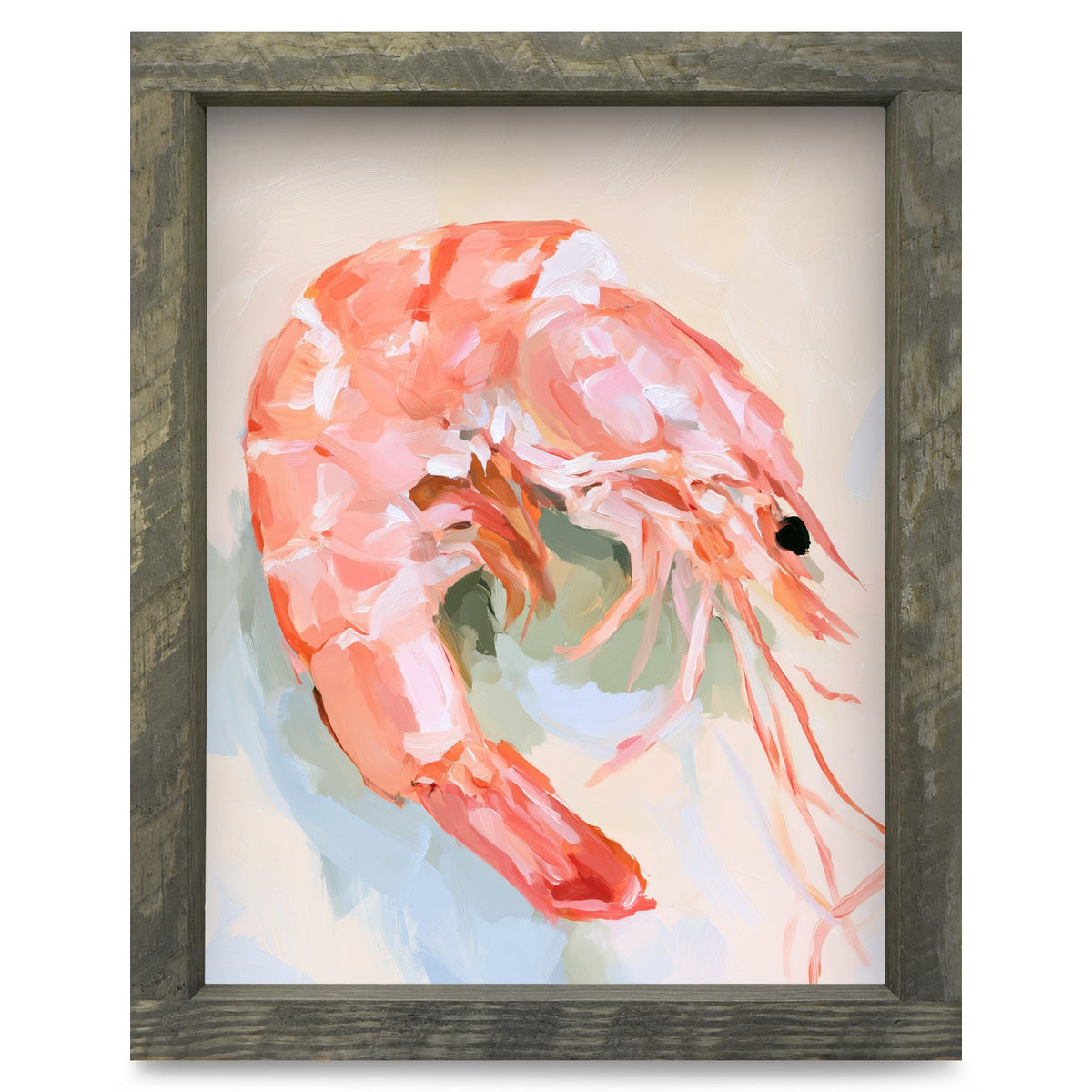 Painted Shrimp | Real Wood Framed Wall Art Print