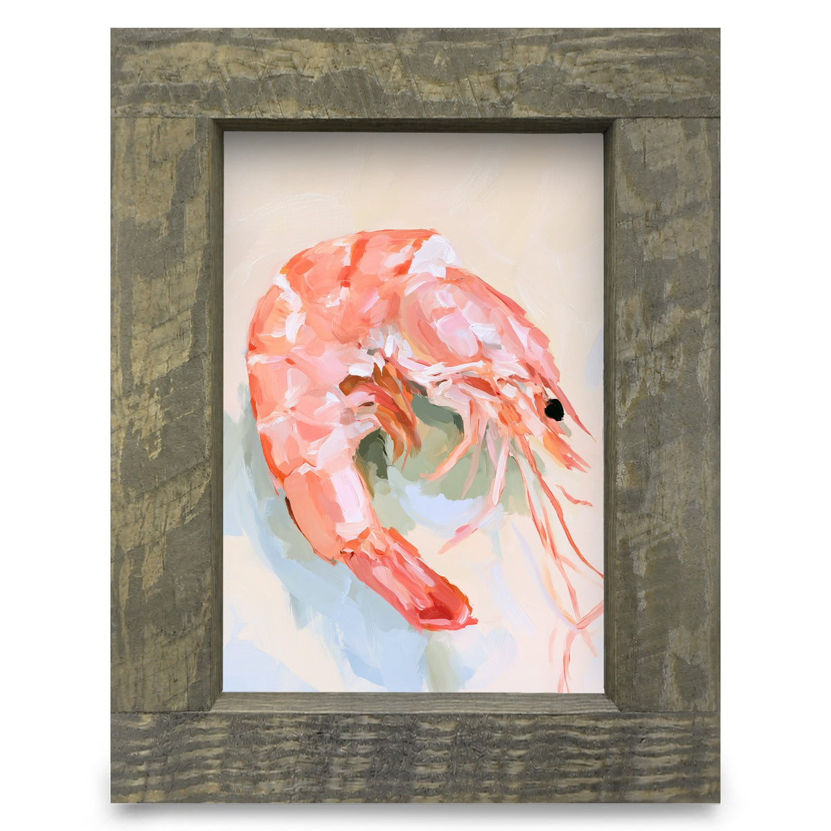 Painted Shrimp | Real Wood Framed Wall Art Print