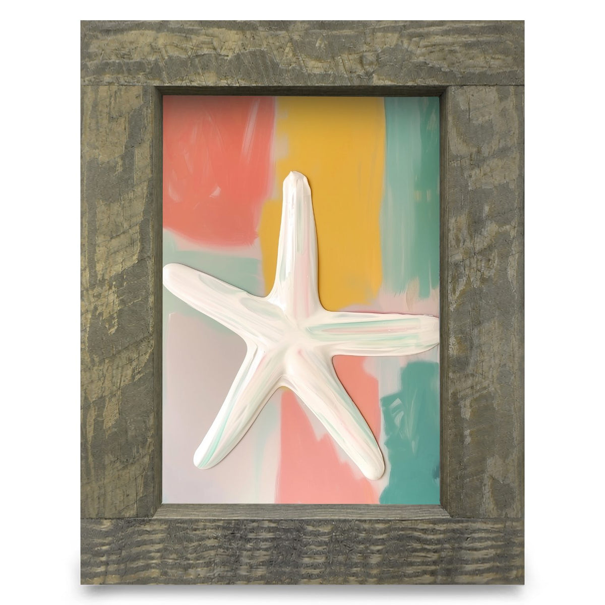 Colorful Starfish | Real Wood Framed Wall Art Print