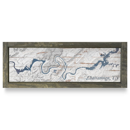 Chattanooga, Tennessee Map | Real Wood Framed Wall Art Print