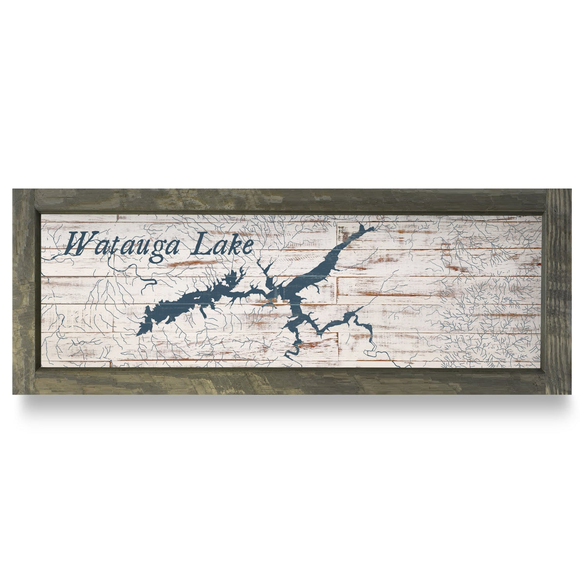 Watauga Lake, Tennessee Map | Real Wood Framed Wall Art Print
