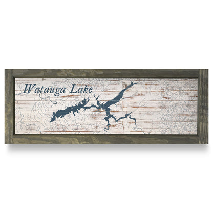 Watauga Lake, Tennessee Map | Real Wood Framed Wall Art Print
