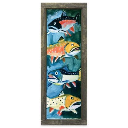 Bright Trout Stack | Real Wood Framed Wall Art Print | Skinny