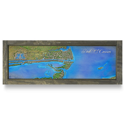 Port Aransas, Texas Map | Real Wood Framed Wall Art Print