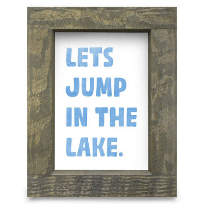 Jump In The Lake | Real Wood Framed Wall Art Print