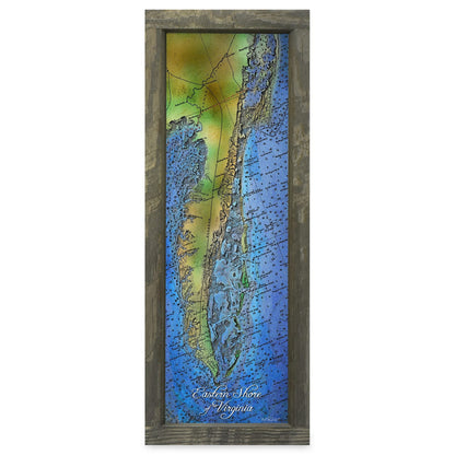 Eastern Shore of Virginia Map | Real Wood Framed Wall Art Print