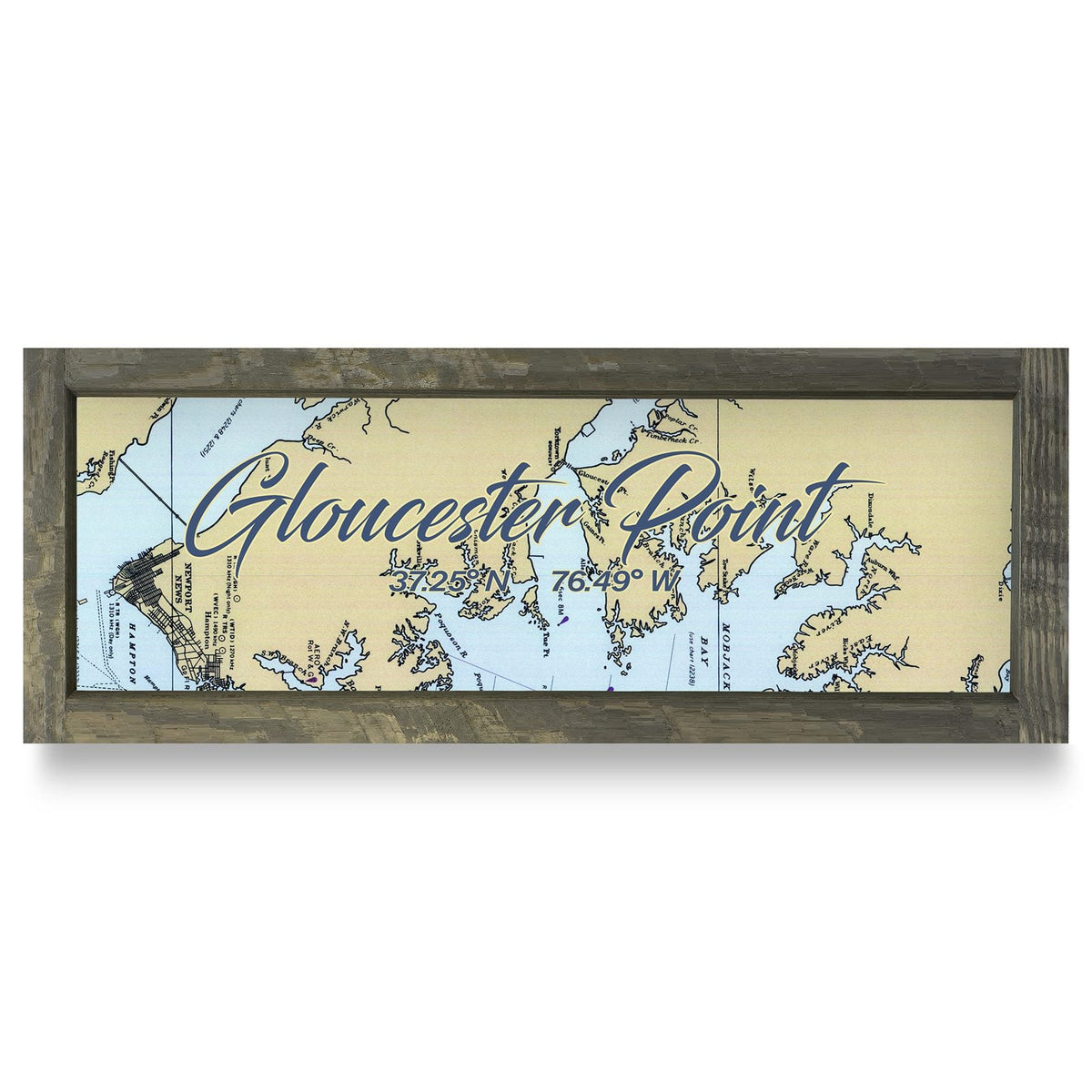 Gloucester Point, Virginia Latitude Longitude Chart Map | Real Wood Framed Wall Art Print