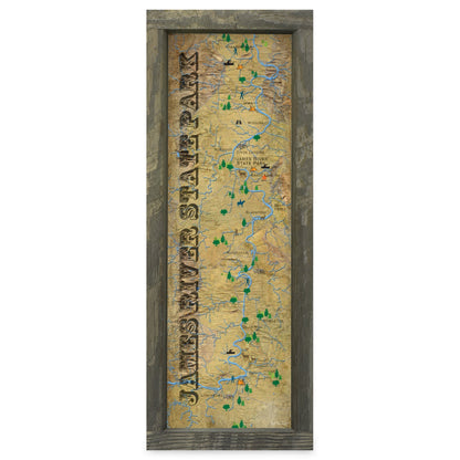James River, Virginia Map | Real Wood Framed Wall Art Print