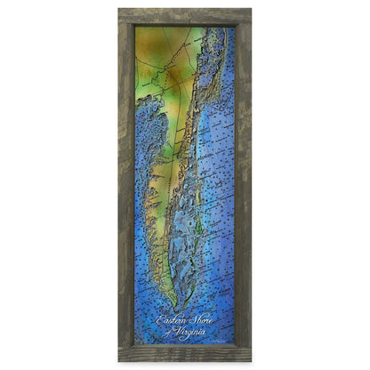 Eastern Shore of Virginia Map | Real Wood Framed Wall Art Print