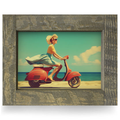 Chic Coastal Cruising | Real Wood Framed Wall Art Print | Horizontal