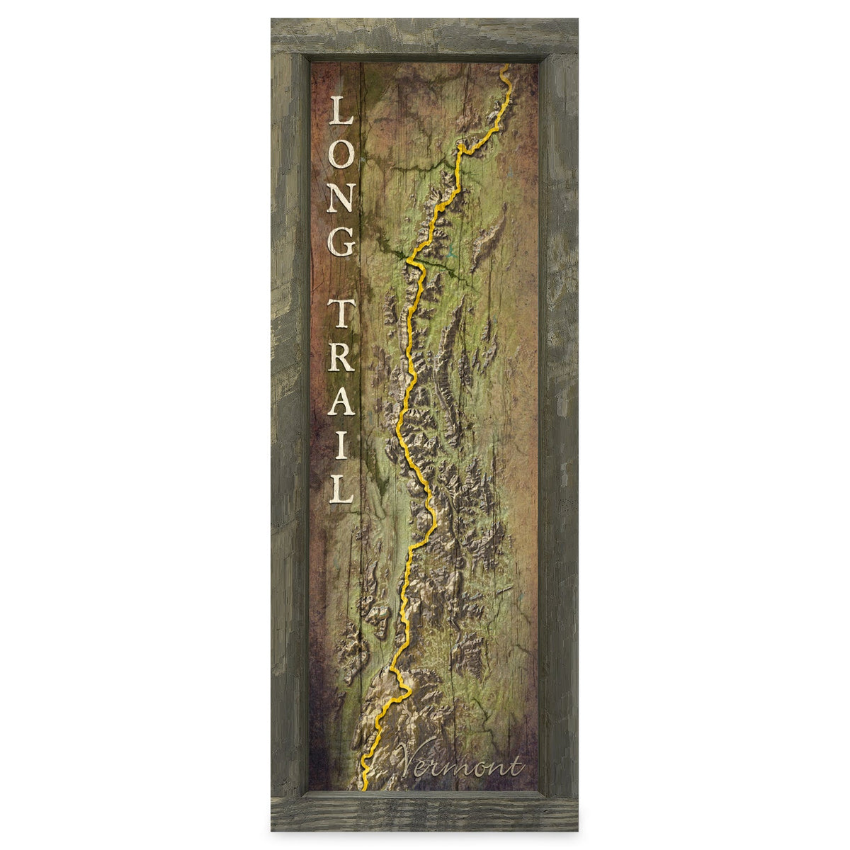 Long Trail, Vermont Map | Real Wood Framed Wall Art Print