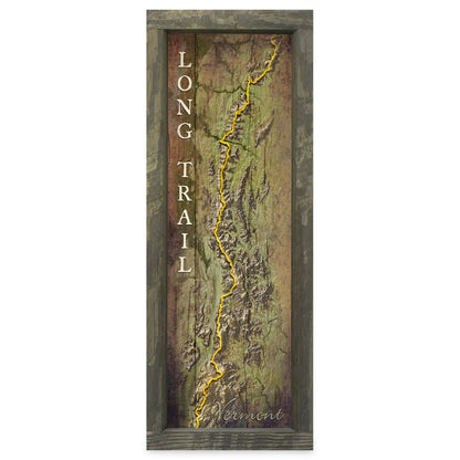 Long Trail, Vermont Map | Real Wood Framed Wall Art Print