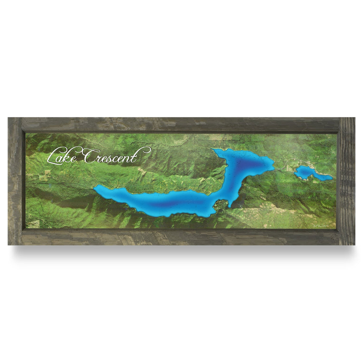 Crescent Lake, Washington Map | Real Wood Framed Wall Art Print