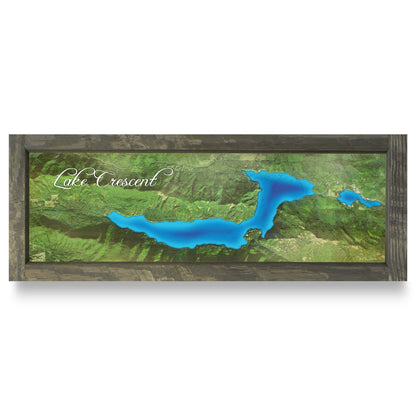 Crescent Lake, Washington Map | Real Wood Framed Wall Art Print