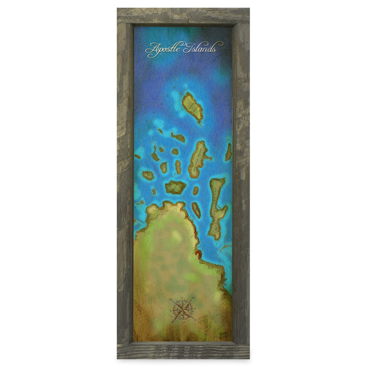 Apostle Islands, Wisconsin Map | Real Wood Framed Wall Art Print