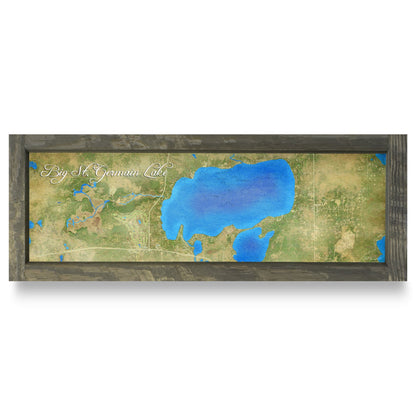 Big St. Germain Lake, Wisconsin Map | Real Wood Framed Wall Art Print