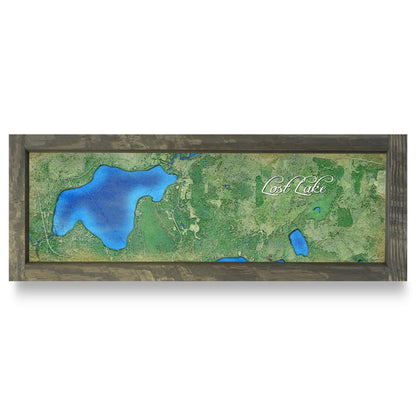 Lost Lake, Wisconsin Map | Real Wood Framed Wall Art Print